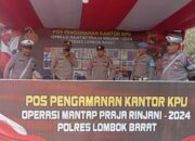 Patroli Siang Polres Lombok Barat Jaga Keamanan Kantor Bawaslu dan KPU Menjelang Pemilu