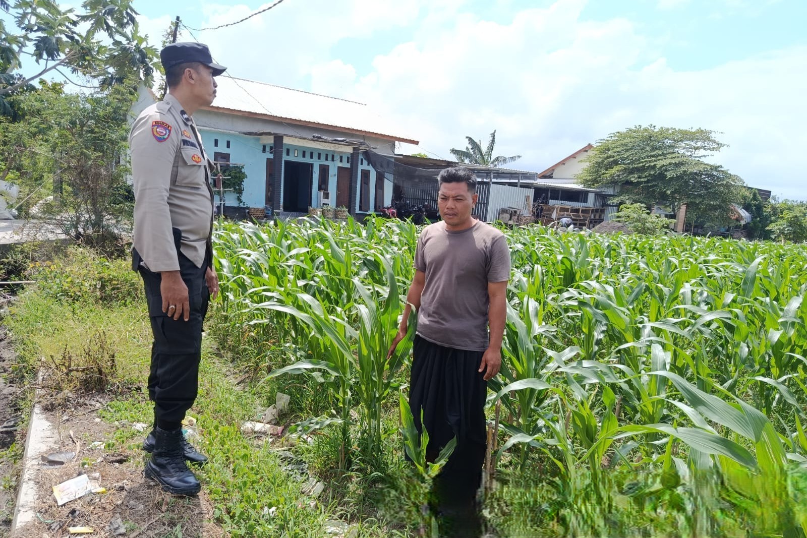 Bhabinkamtibmas Labuapi Dorong Pemanfaatan Lahan Kosong untuk Ketahanan Pangan