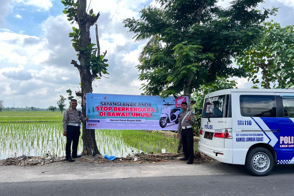 Polres Lombok Barat Gencarkan Imbauan di Gerung: Helm Wajib, Anak Jangan Berkendara!